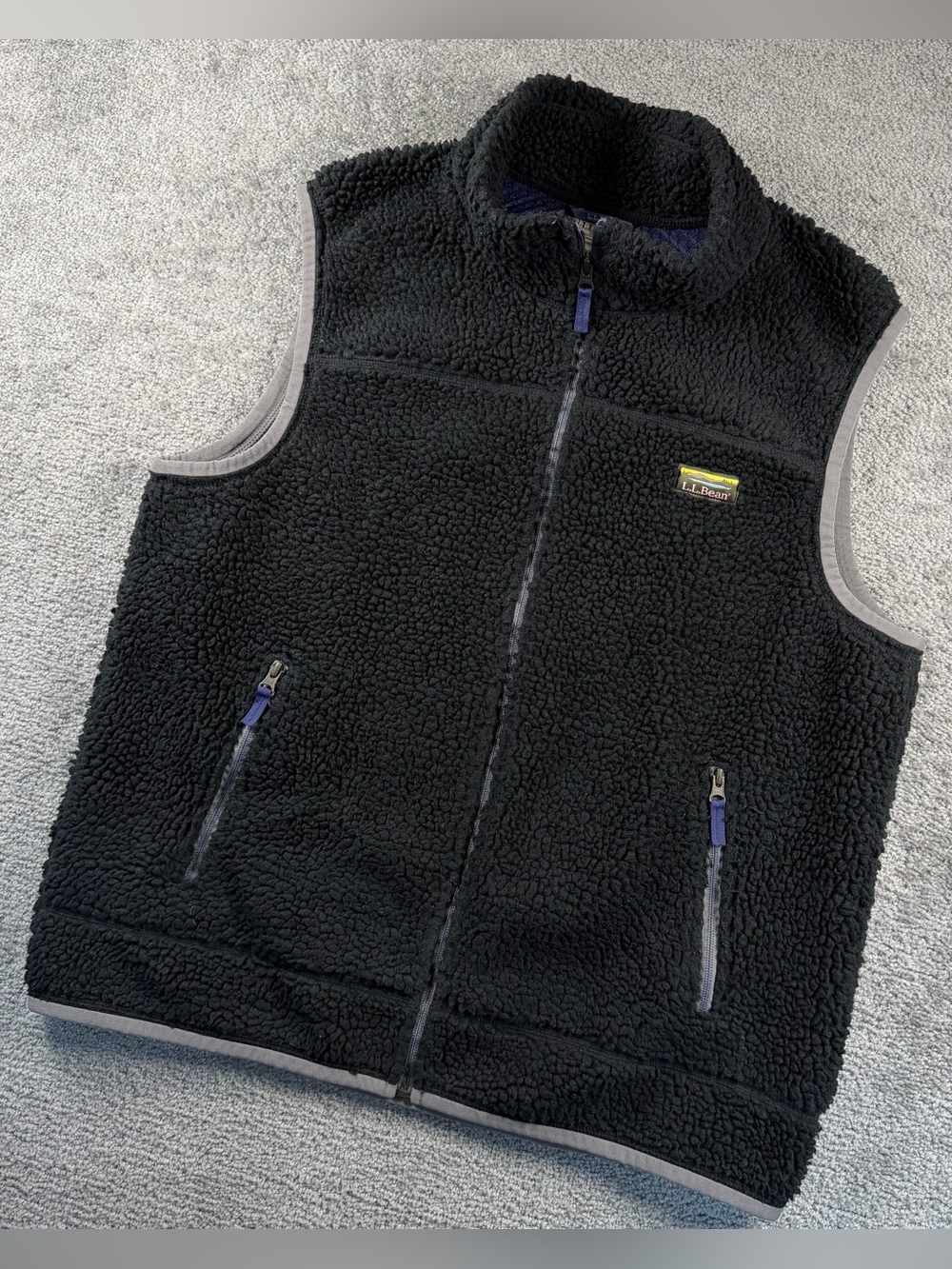 LL Bean Mountain Pile Fleece Sherpa Vest Outdoor Camp Men’s XL Black 502429